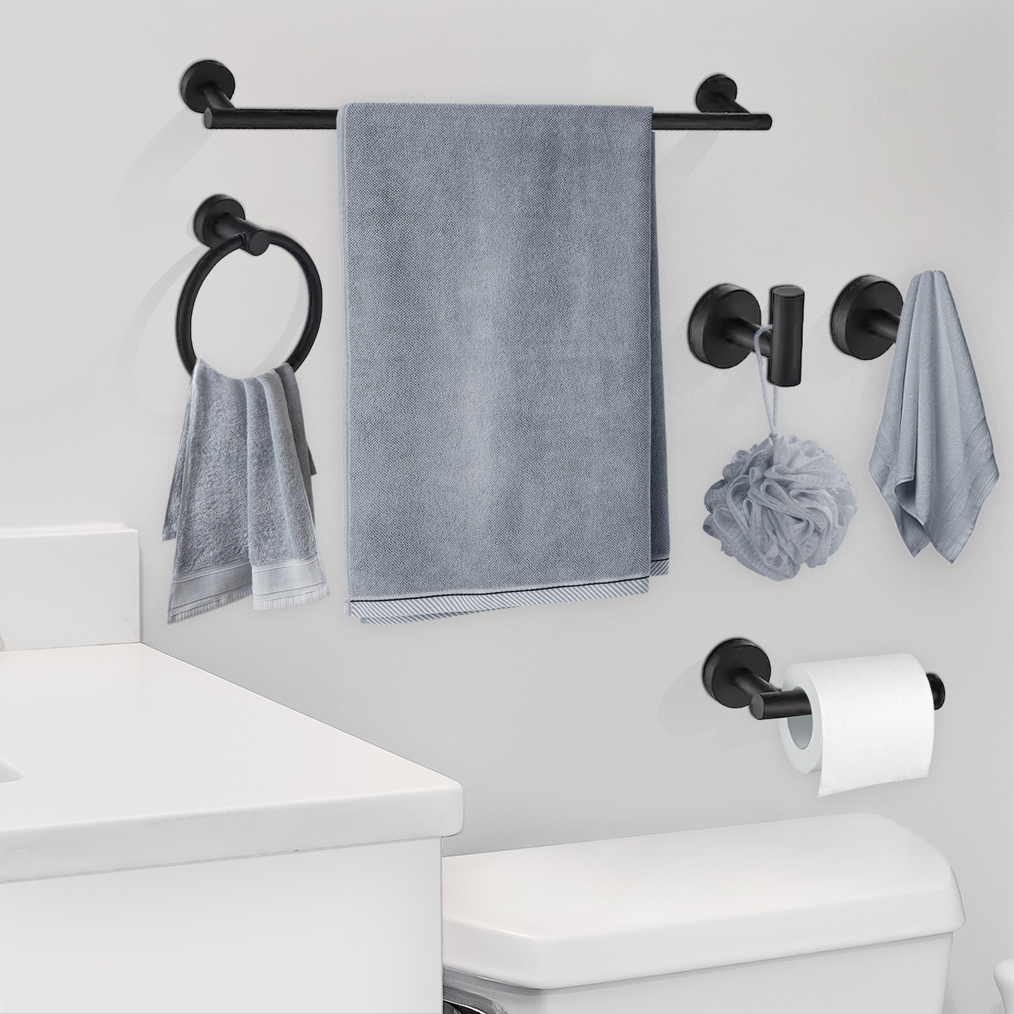 YULIKA Modern 5/6 - Piece Bathroom Hardware Set