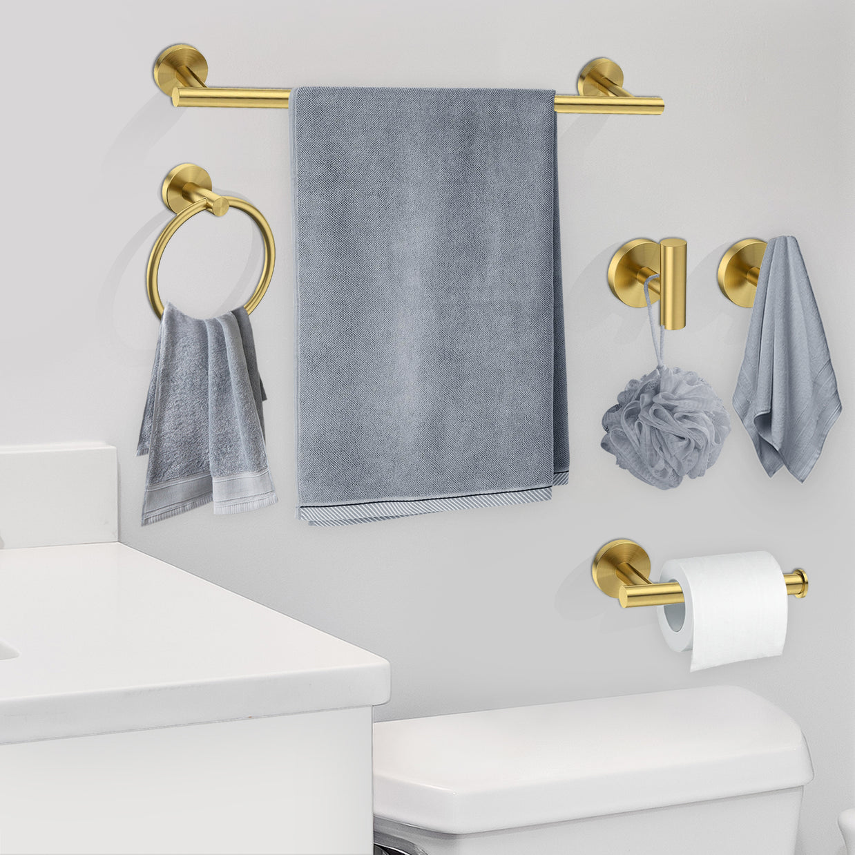 YULIKA Modern 5/6 - Piece Bathroom Hardware Set