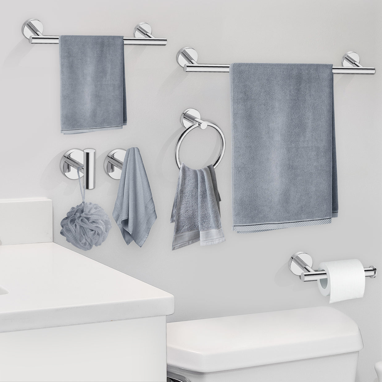 YULIKA Modern 5/6 - Piece Bathroom Hardware Set