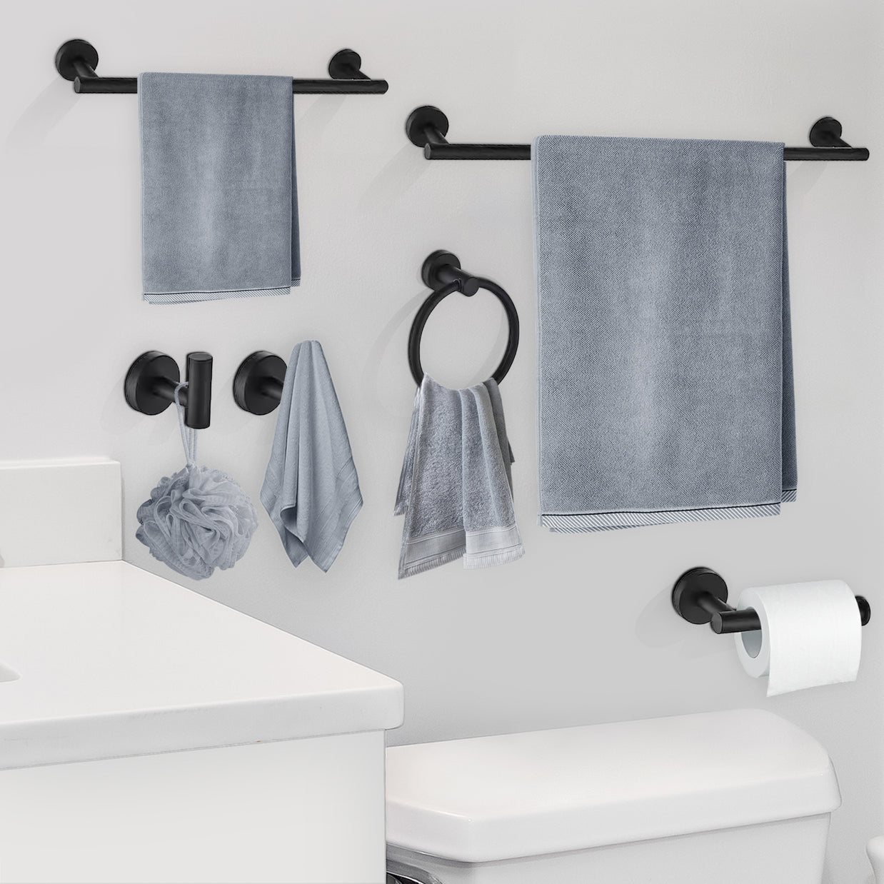 YULIKA Modern 5/6 - Piece Bathroom Hardware Set