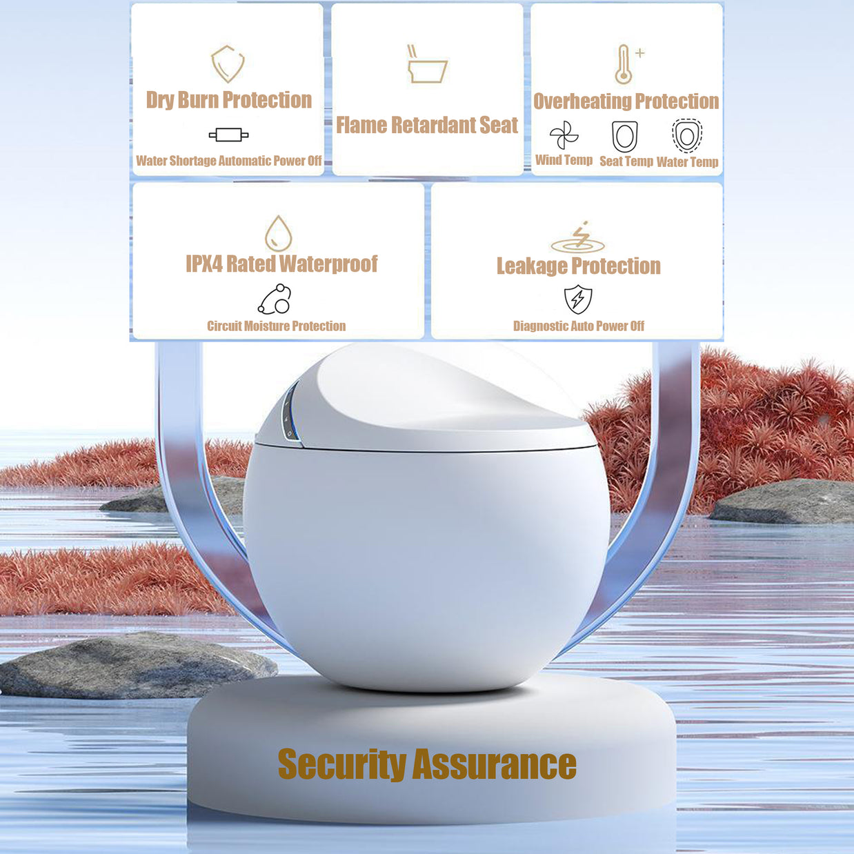 YULIKA-ST003 Spherical Smart Toilet One piece Auto Open Close Lid Toilet with Adjustable Heated Seat