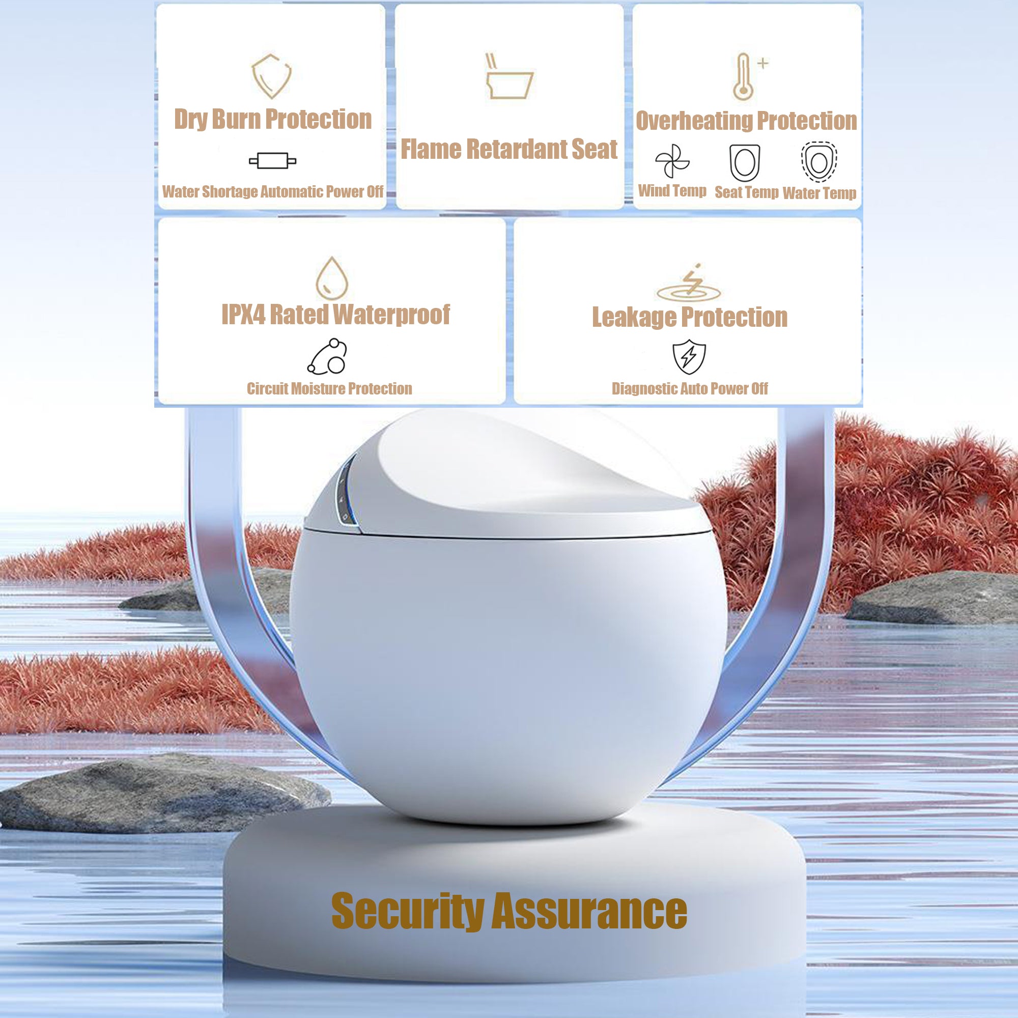 YULIKA-ST003 Spherical Smart Toilet One piece Auto Open Close Lid Toilet with Adjustable Heated Seat
