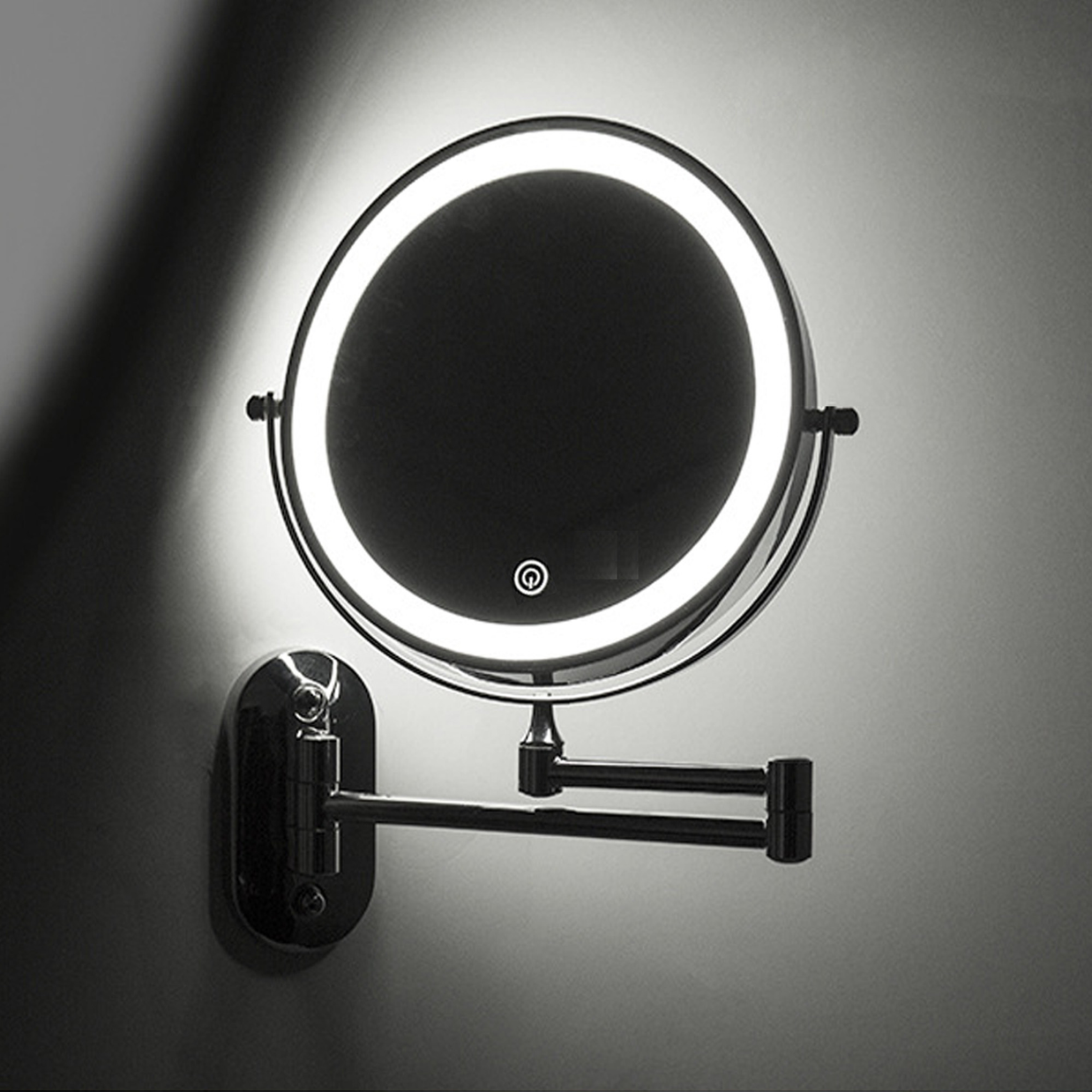 YULIKA Round LED Metal Wall Mirror with 10x Magnification & Charging Function ¨C Makeup Mirror
