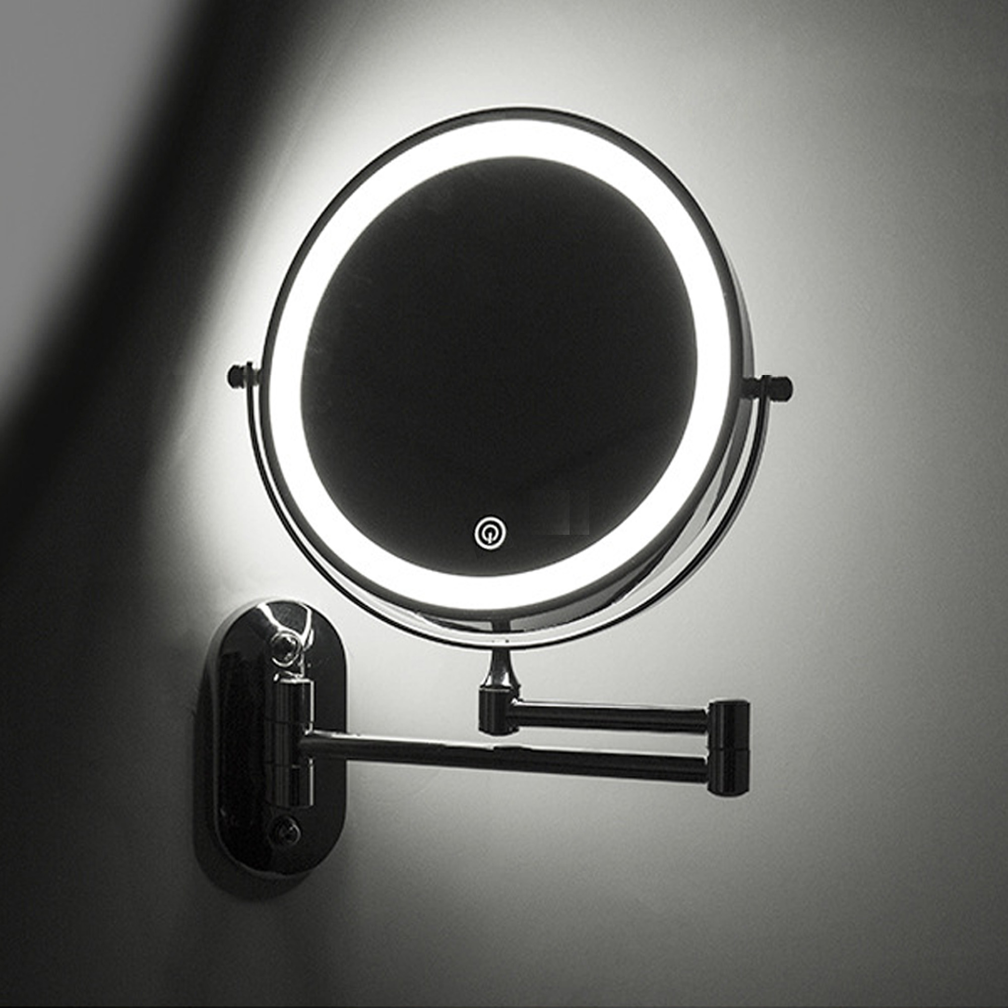 YULIKA Round LED Metal Wall Mirror with 10x Magnification & Charging Function ¨C Makeup Mirror