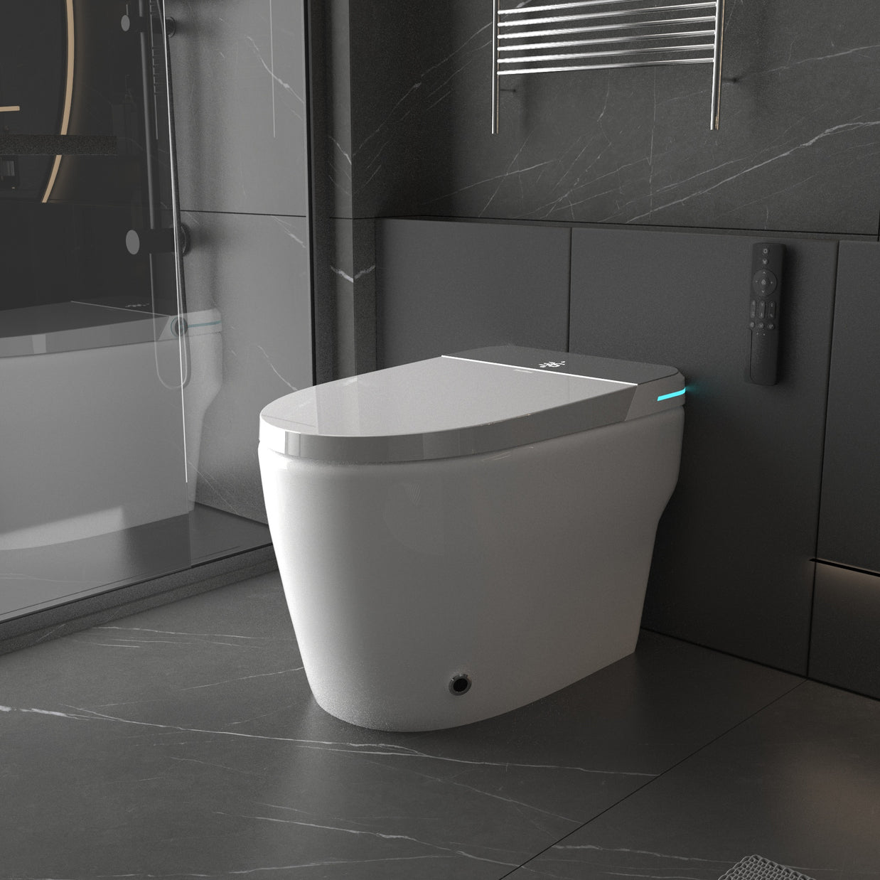 YULIKA-ST001 Radar Sensing Elongated Bidet Comfort Chair Height Floor Mounted Smart Toilet One-Piece Bidet Toilet with LED Screen(Seat Included)