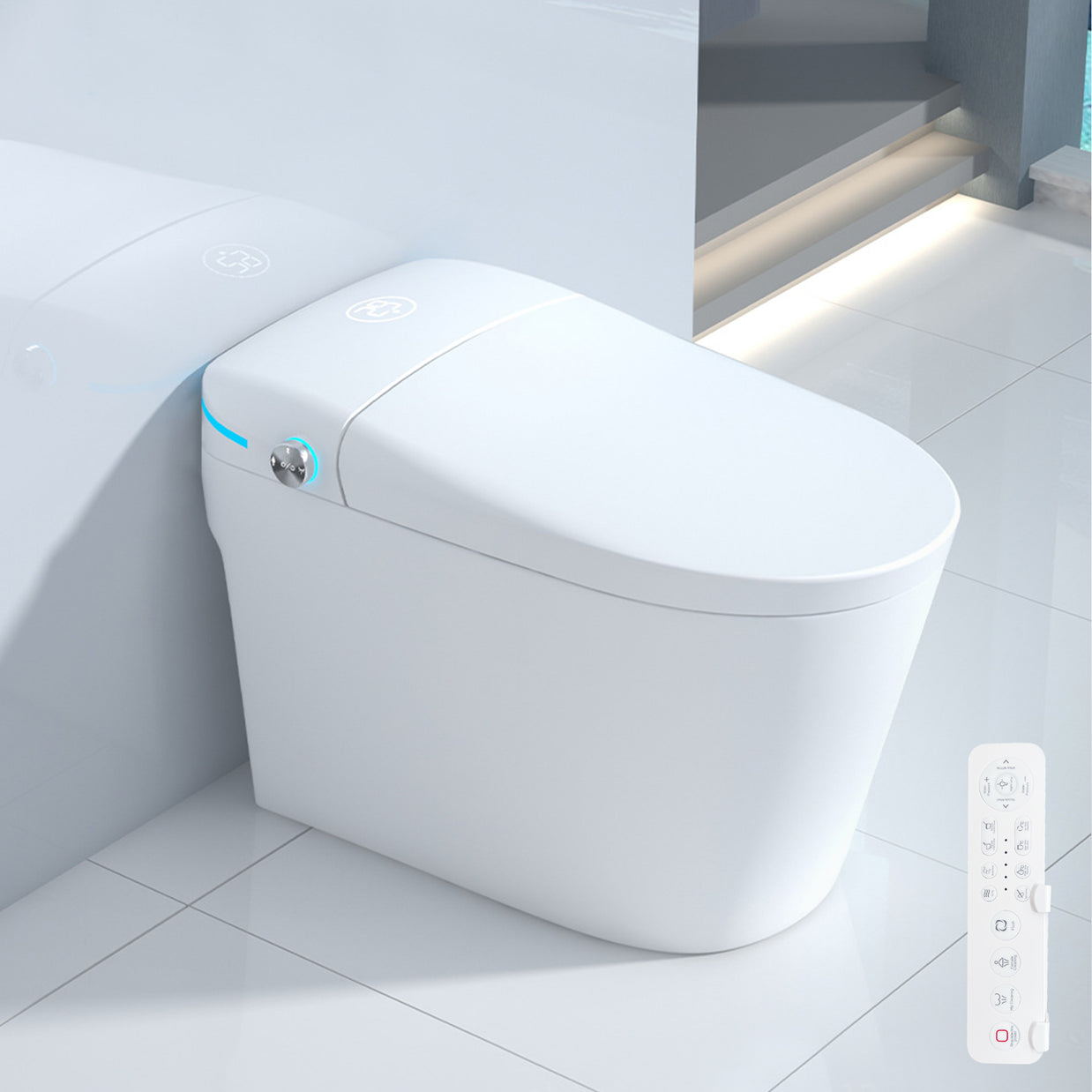 YULIKA-ST002 1.3 Gallons Per Minute GPF Elongated Floor Mounted Bidet Toilet One-piece Smart Toilet with Water Tank (Seat Included)