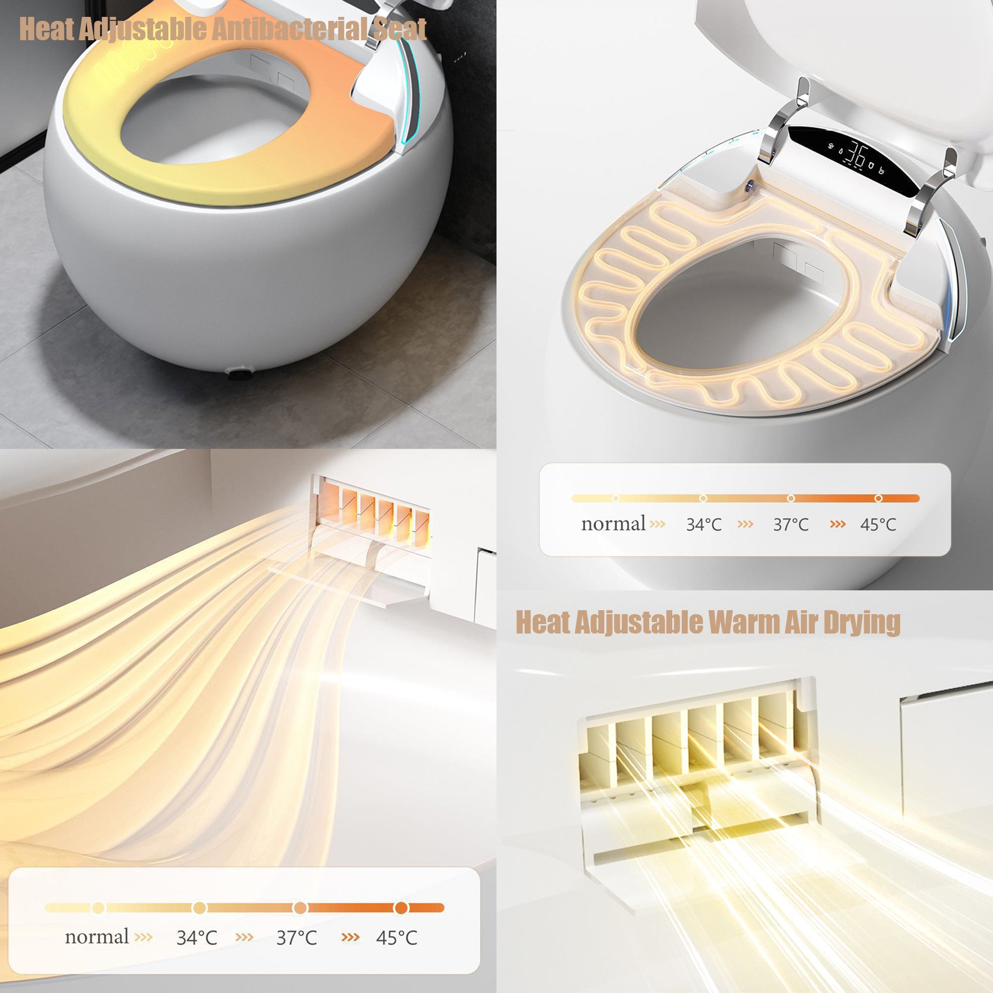 YULIKA-ST003 Spherical Smart Toilet One piece Auto Open Close Lid Toilet with Adjustable Heated Seat