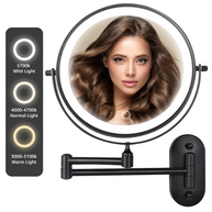 YULIKA Round LED Metal Wall Mirror with 10x Magnification & Charging Function ¨C Makeup Mirror