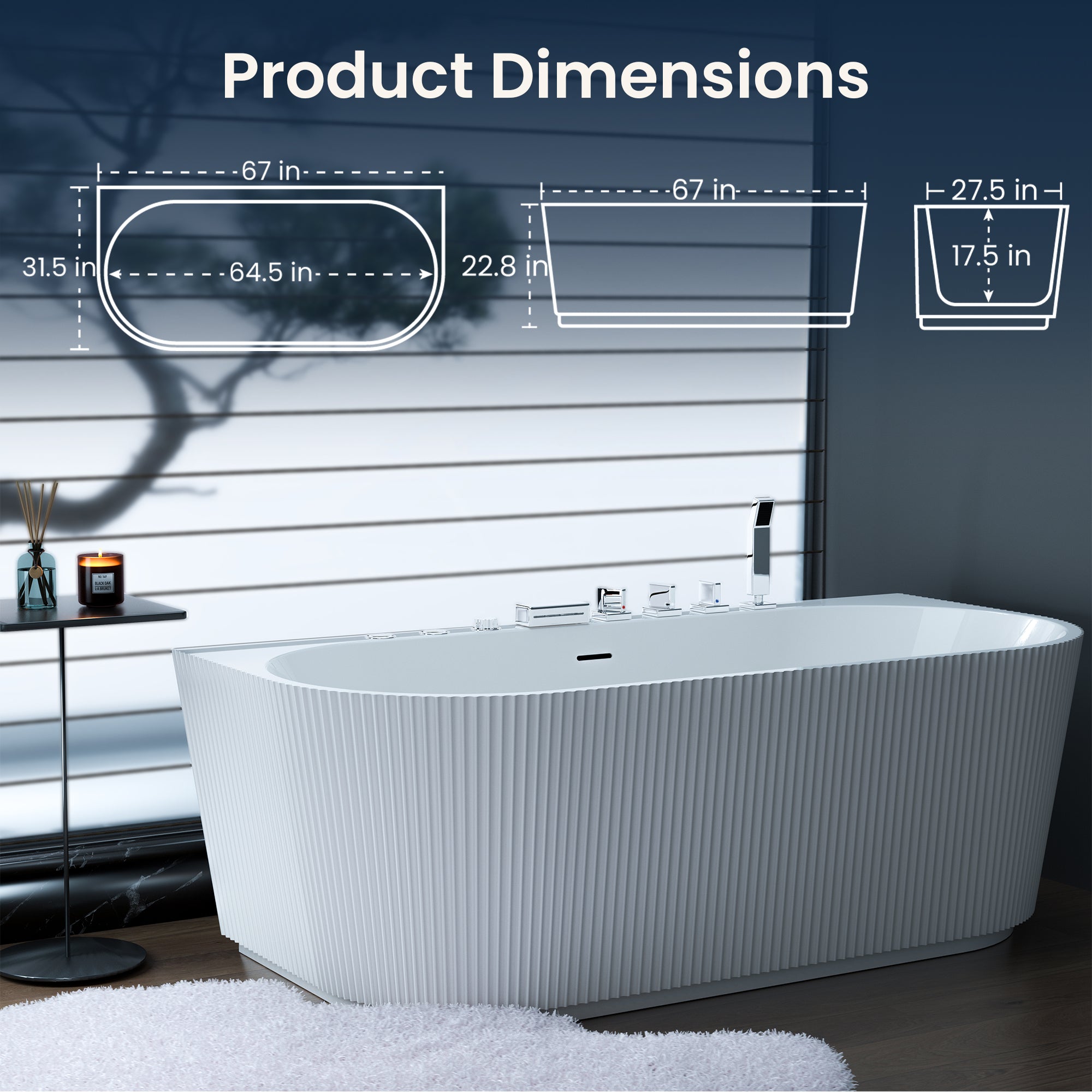 Freestanding Whirlpool Bathtub 67