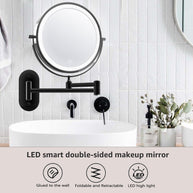 YULIKA Round LED Metal Wall Mirror with 10x Magnification & Charging Function ¨C Makeup Mirror
