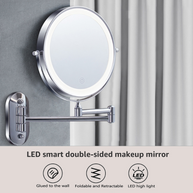 YULIKA Round LED Metal Wall Mirror with 10x Magnification & Charging Function ¨C Makeup Mirror