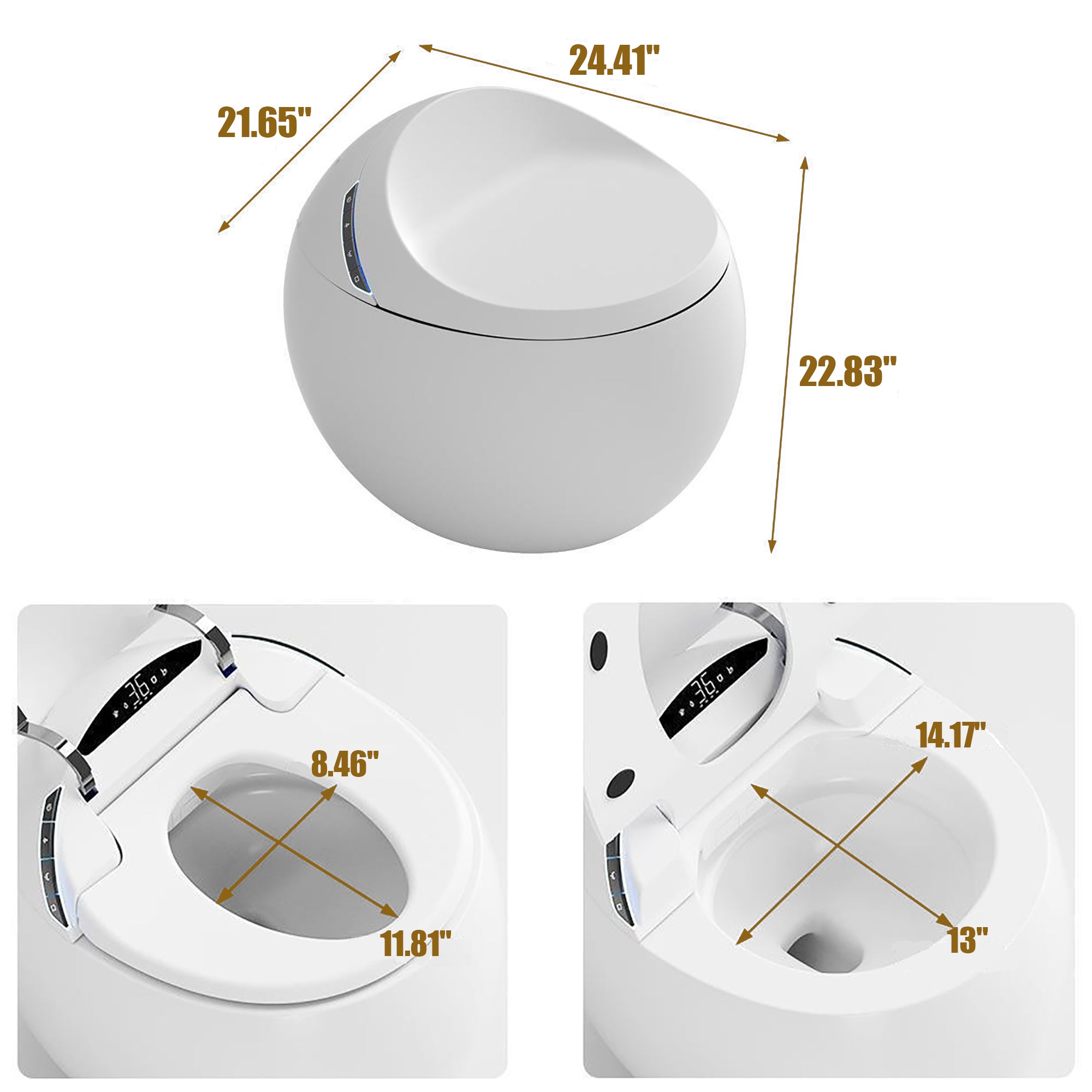 YULIKA-ST003 Spherical Smart Toilet One piece Auto Open Close Lid Toilet with Adjustable Heated Seat
