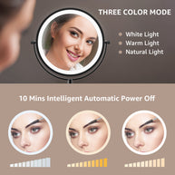 YULIKA Round Led Metal Wall Mirror 10x Magnification Makeup Mirror, Plug-In