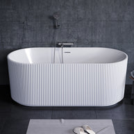 YULIKA Large Capacity Freestanding Acrylic Bathtub with Striped Design