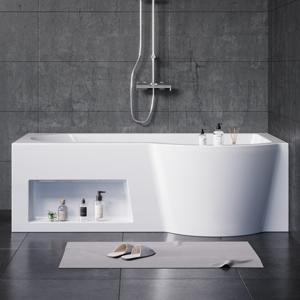 YULIKA 59.06 in x 33.46 in Freestanding Soaking Solid Surface Acrylic Bathtub with Ergonomic Design