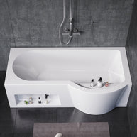 YULIKA 59.06 in x 33.46 in Freestanding Soaking Solid Surface Acrylic Bathtub with Ergonomic Design