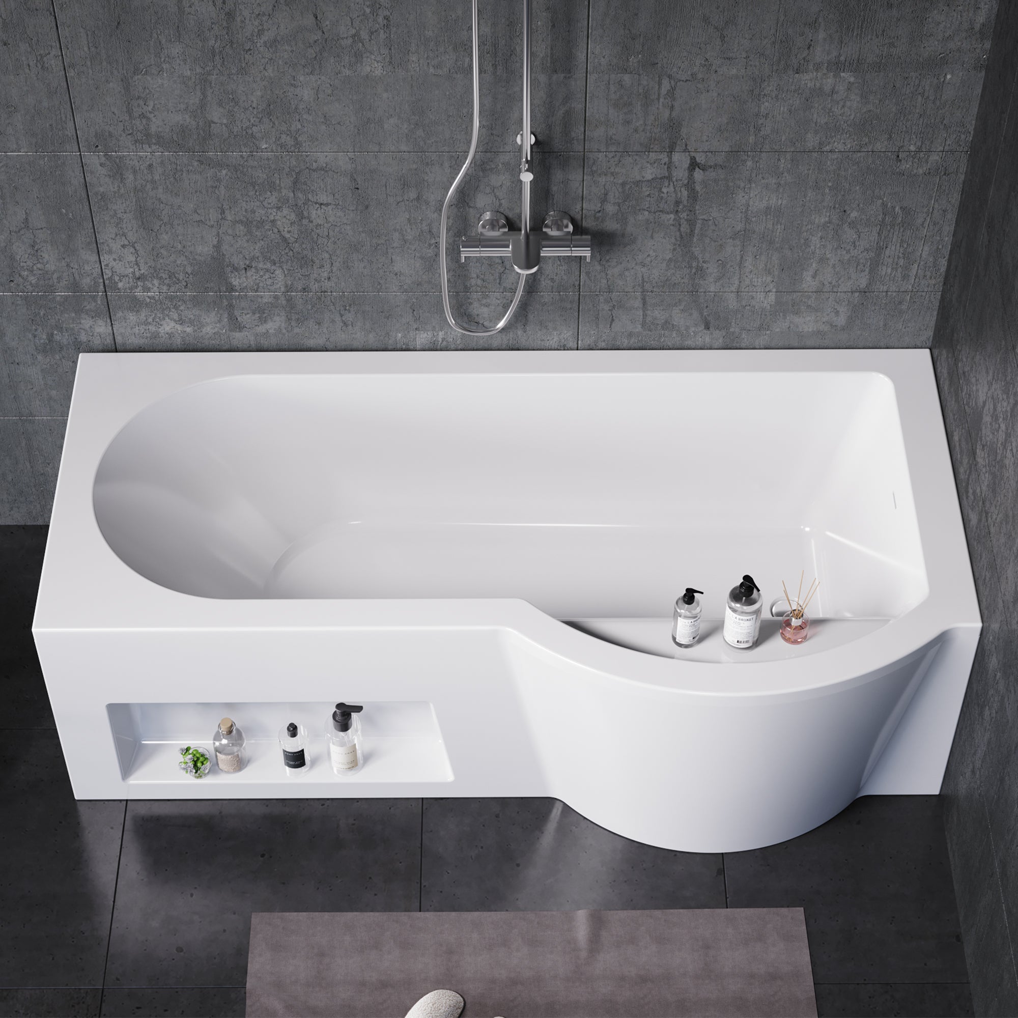 YULIKA 59.06 in x 33.46 in Freestanding Soaking Solid Surface Acrylic Bathtub with Ergonomic Design