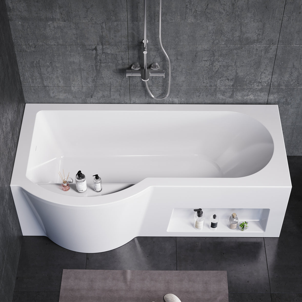 YULIKA 59.06 in x 33.46 in Freestanding Soaking Solid Surface Acrylic Bathtub with Ergonomic Design