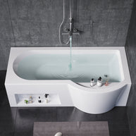 YULIKA 59.06 in x 33.46 in Freestanding Soaking Solid Surface Acrylic Bathtub with Ergonomic Design