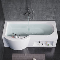 YULIKA 59.06 in x 33.46 in Freestanding Soaking Solid Surface Acrylic Bathtub with Ergonomic Design