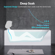 YULIKA 59.06 in x 33.46 in Freestanding Soaking Solid Surface Acrylic Bathtub with Ergonomic Design