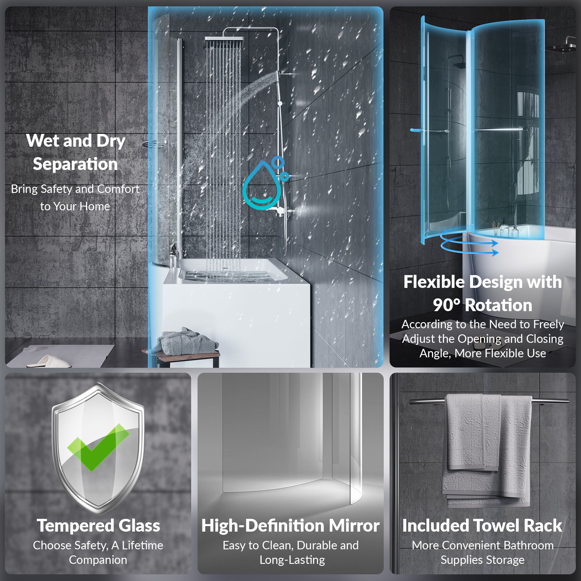 YULIKA 59.06 in x 33.46 in Freestanding Soaking Solid Surface Acrylic Bathtub with Ergonomic Design, Nano-Glass Water-Repellent Feature