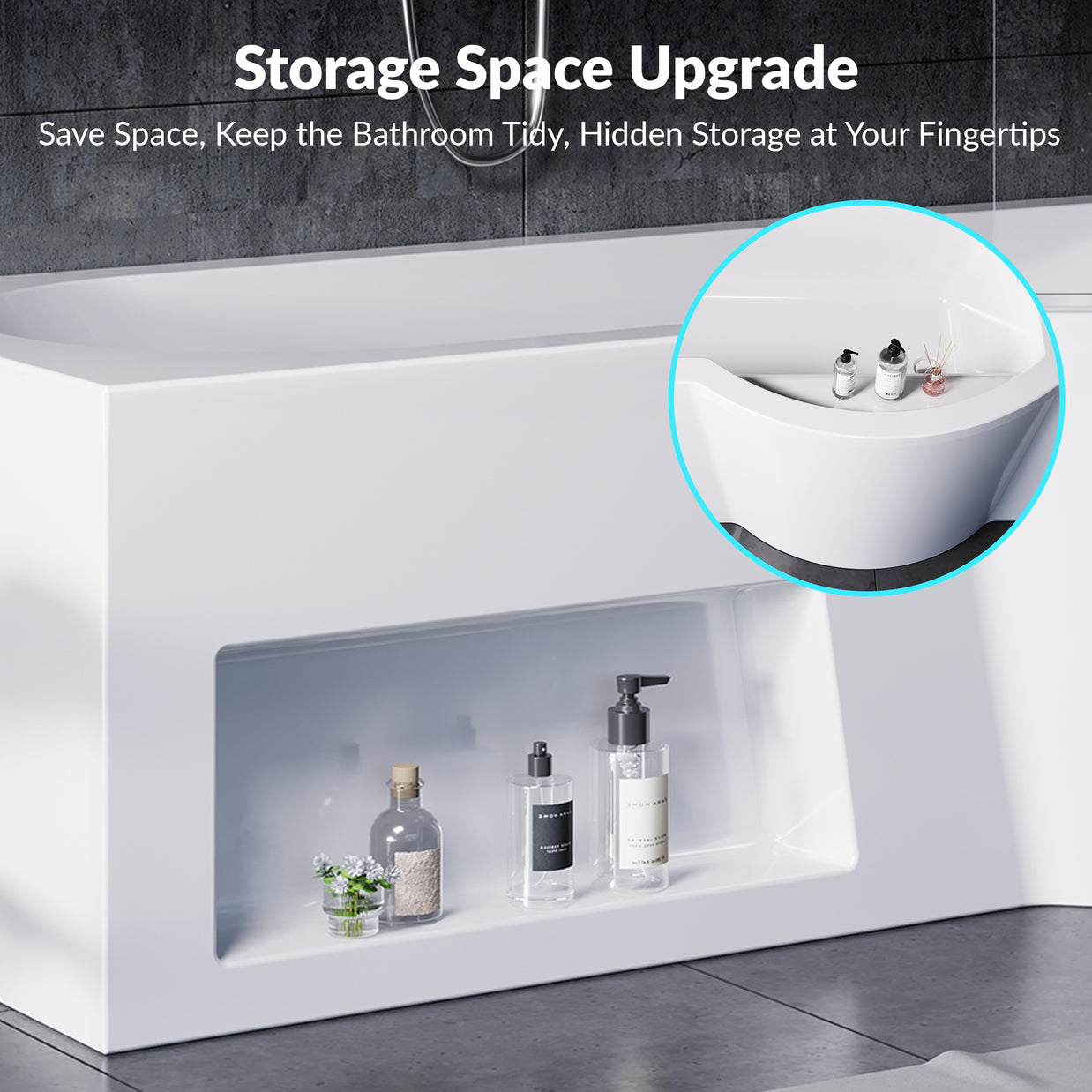 YULIKA 59.06 in x 33.46 in Freestanding Soaking Solid Surface Acrylic Bathtub with Ergonomic Design