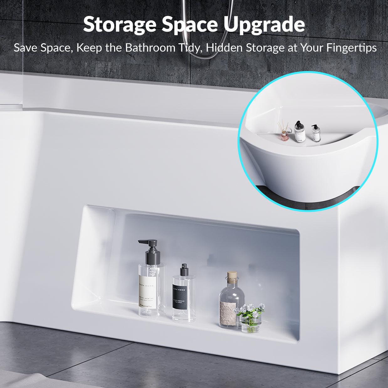 YULIKA 59.06 in x 33.46 in Freestanding Soaking Solid Surface Acrylic Bathtub with Ergonomic Design, Nano-Glass Water-Repellent Feature