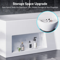 YULIKA 59.06 in x 33.46 in Freestanding Soaking Solid Surface Acrylic Bathtub with Ergonomic Design, Nano-Glass Water-Repellent Feature