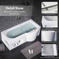 YULIKA 59.06 in x 33.46 in Freestanding Soaking Solid Surface Acrylic Bathtub with Ergonomic Design