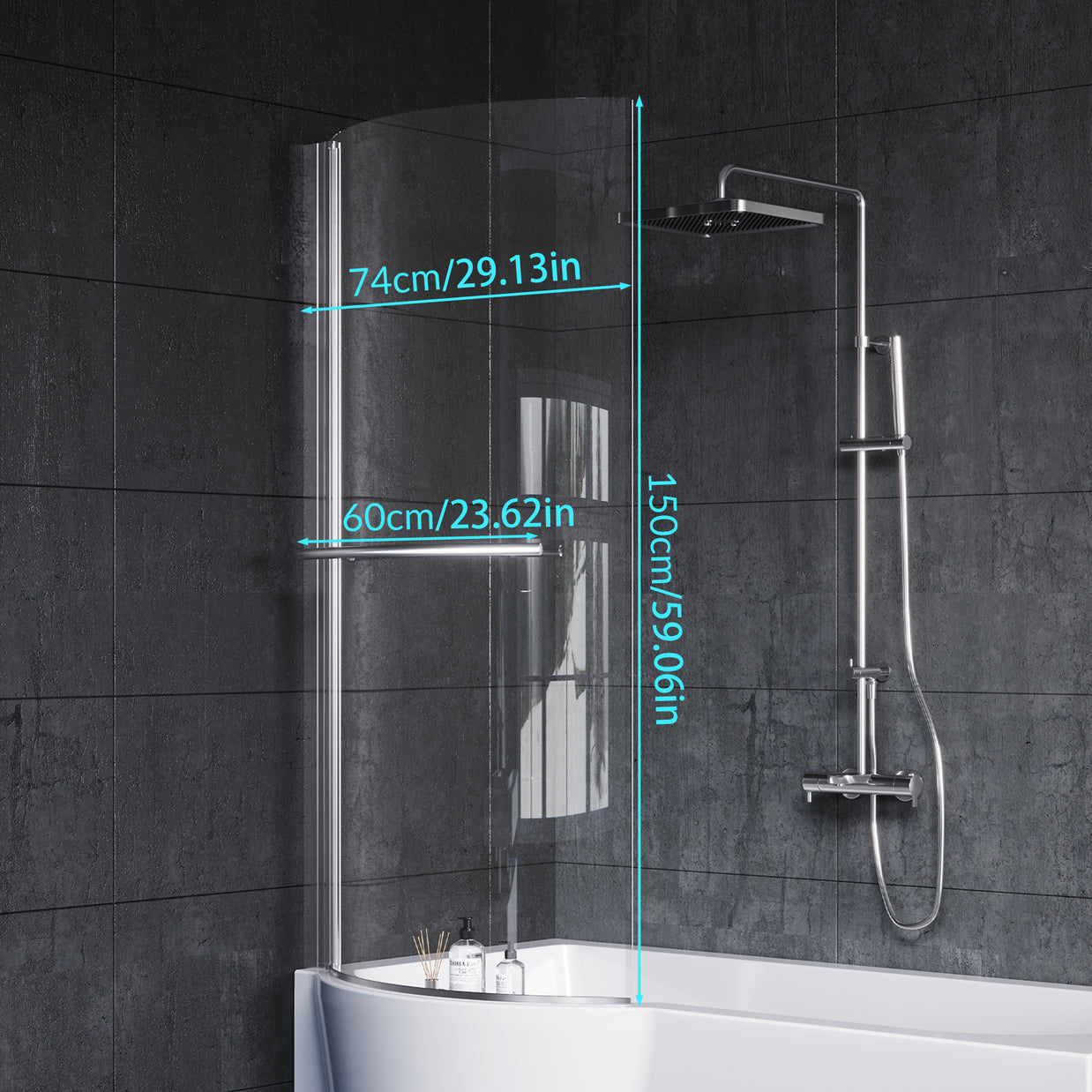 YULIKA 59.06 in x 33.46 in Freestanding Soaking Solid Surface Acrylic Bathtub with Ergonomic Design, Nano-Glass Water-Repellent Feature
