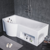 YULIKA 59.06 in x 33.46 in Freestanding Soaking Solid Surface Acrylic Bathtub with Ergonomic Design