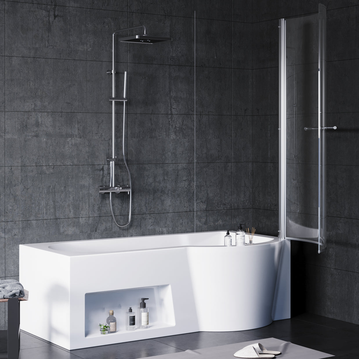 YULIKA 59.06 in x 33.46 in Freestanding Soaking Solid Surface Acrylic Bathtub with Ergonomic Design, Nano-Glass Water-Repellent Feature