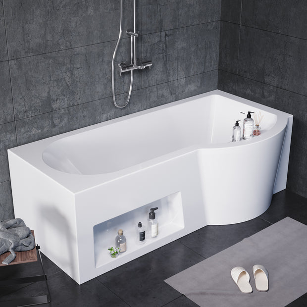 YULIKA 59.06 in x 33.46 in Freestanding Soaking Solid Surface Acrylic Bathtub with Ergonomic Design