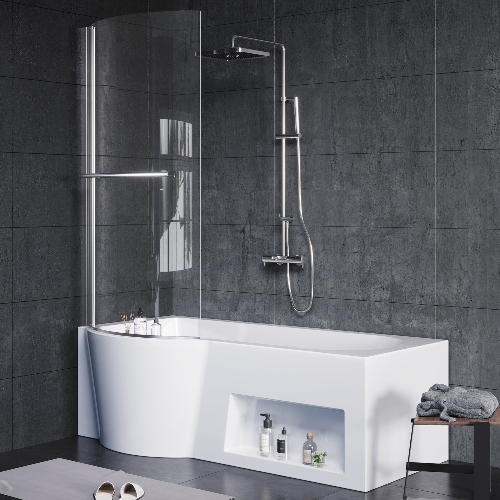 YULIKA 59.06 in x 33.46 in Freestanding Soaking Solid Surface Acrylic Bathtub with Ergonomic Design, Nano-Glass Water-Repellent Feature