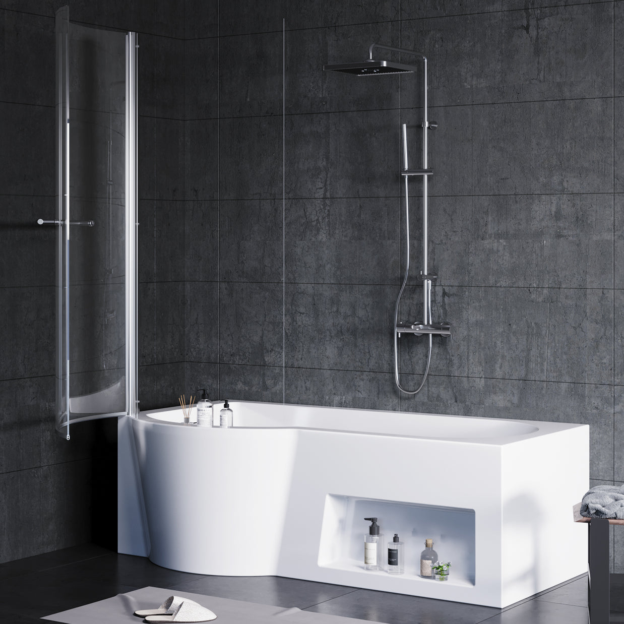 YULIKA 59.06 in x 33.46 in Freestanding Soaking Solid Surface Acrylic Bathtub with Ergonomic Design, Nano-Glass Water-Repellent Feature