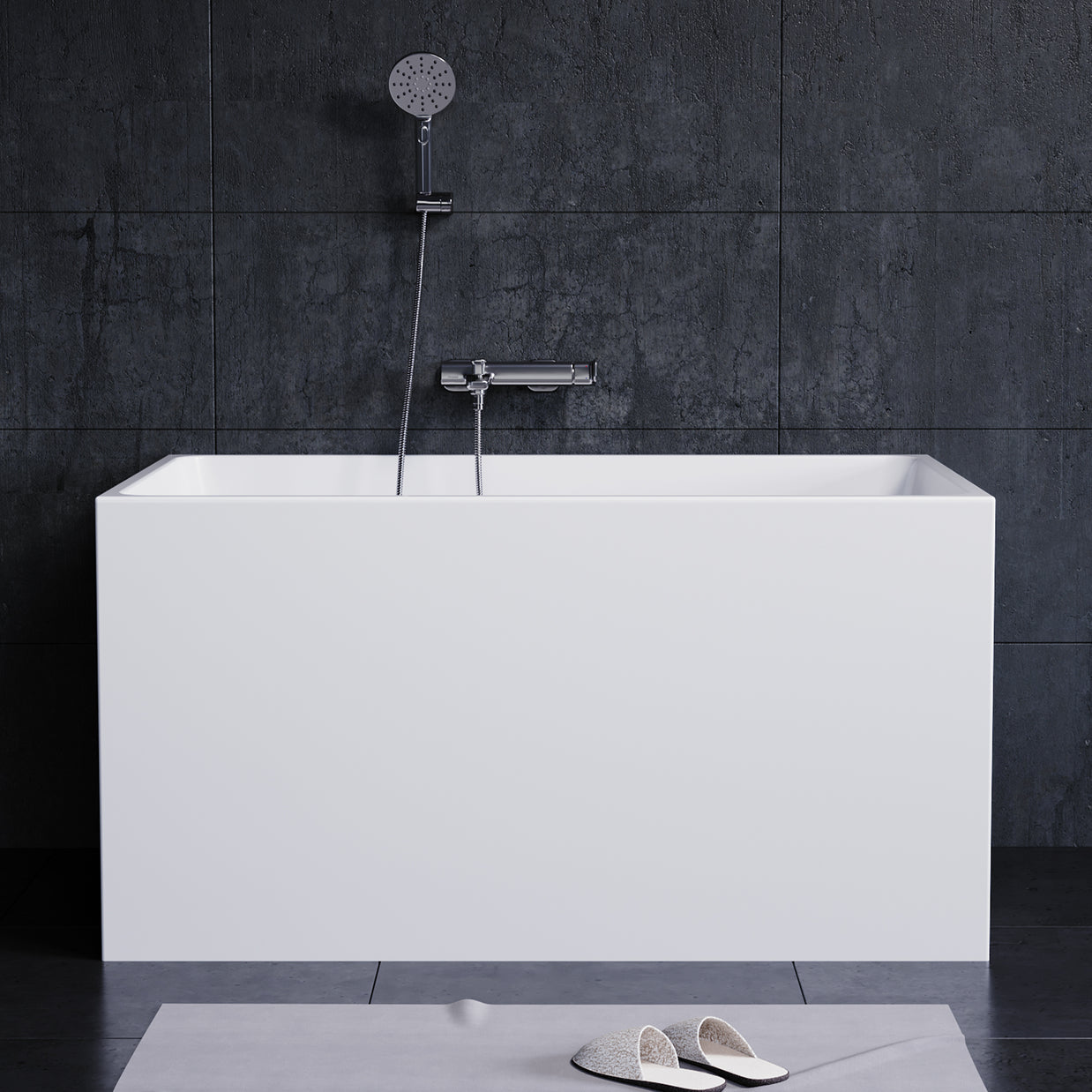 YULIKA Freestanding Acrylic Bathtub with Built-In Seat, Large Capacity for Small Spaces & Deep Soaking