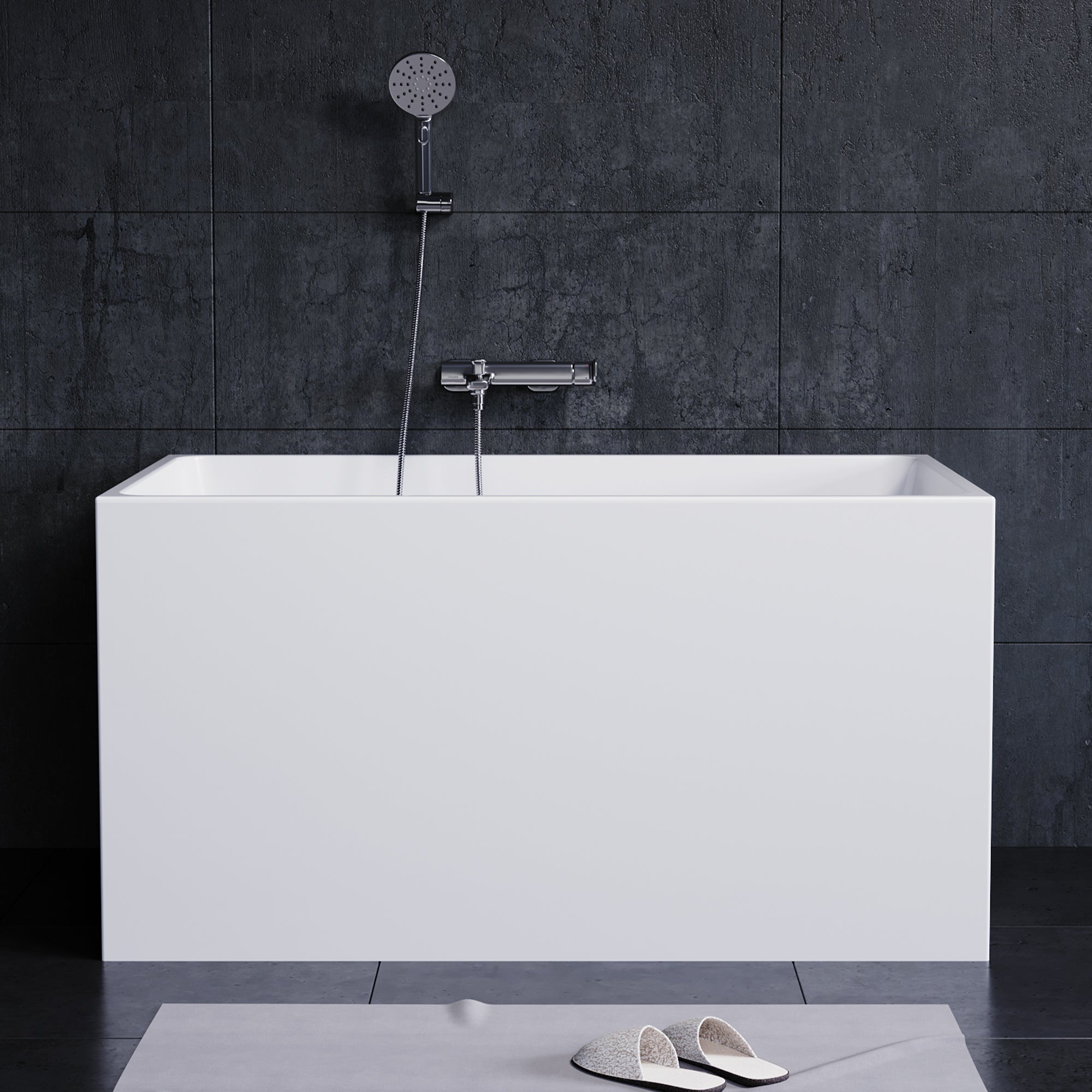 YULIKA Freestanding Acrylic Bathtub with Built-In Seat, Large Capacity for Small Spaces & Deep Soaking
