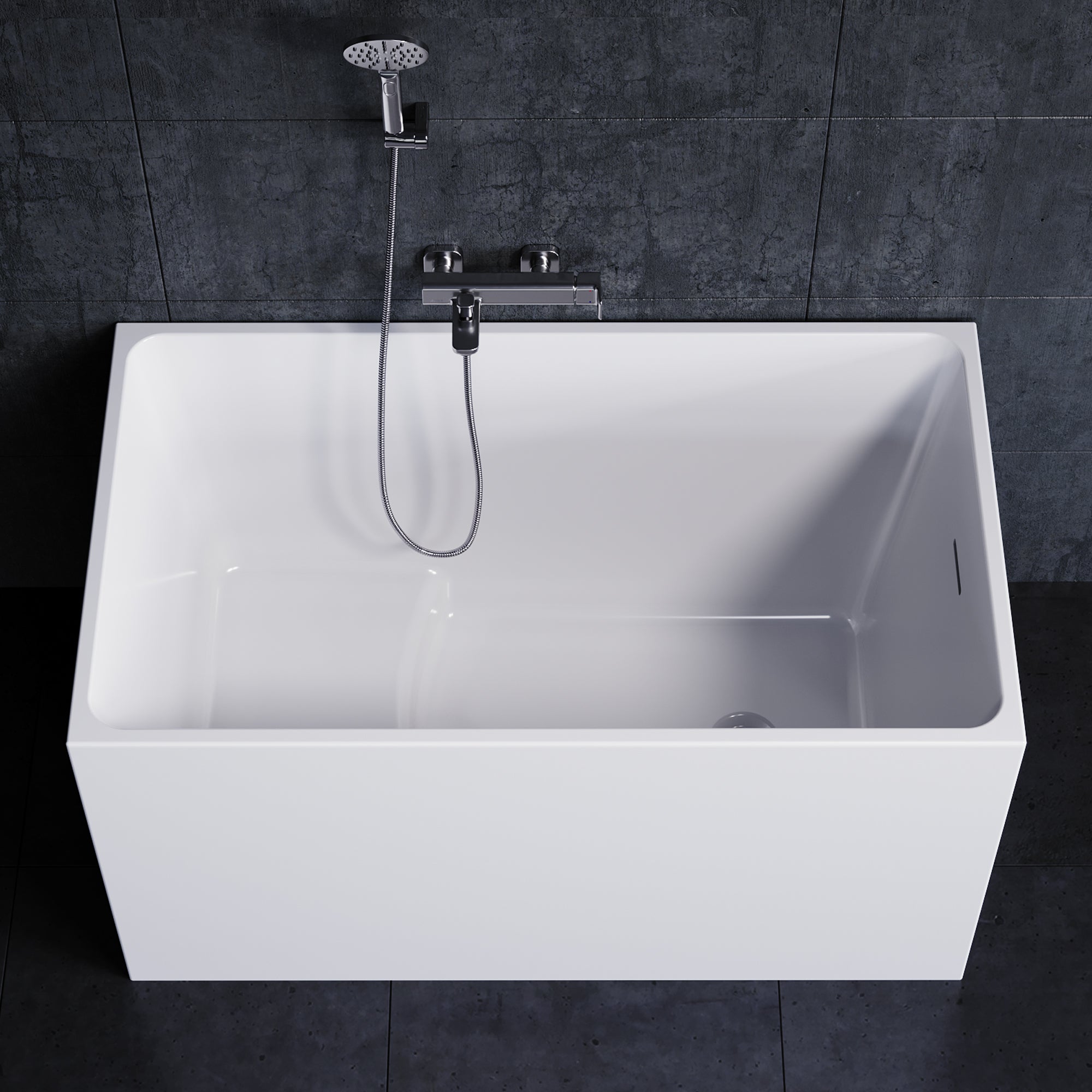 YULIKA Freestanding Acrylic Bathtub with Built-In Seat, Large Capacity for Small Spaces & Deep Soaking