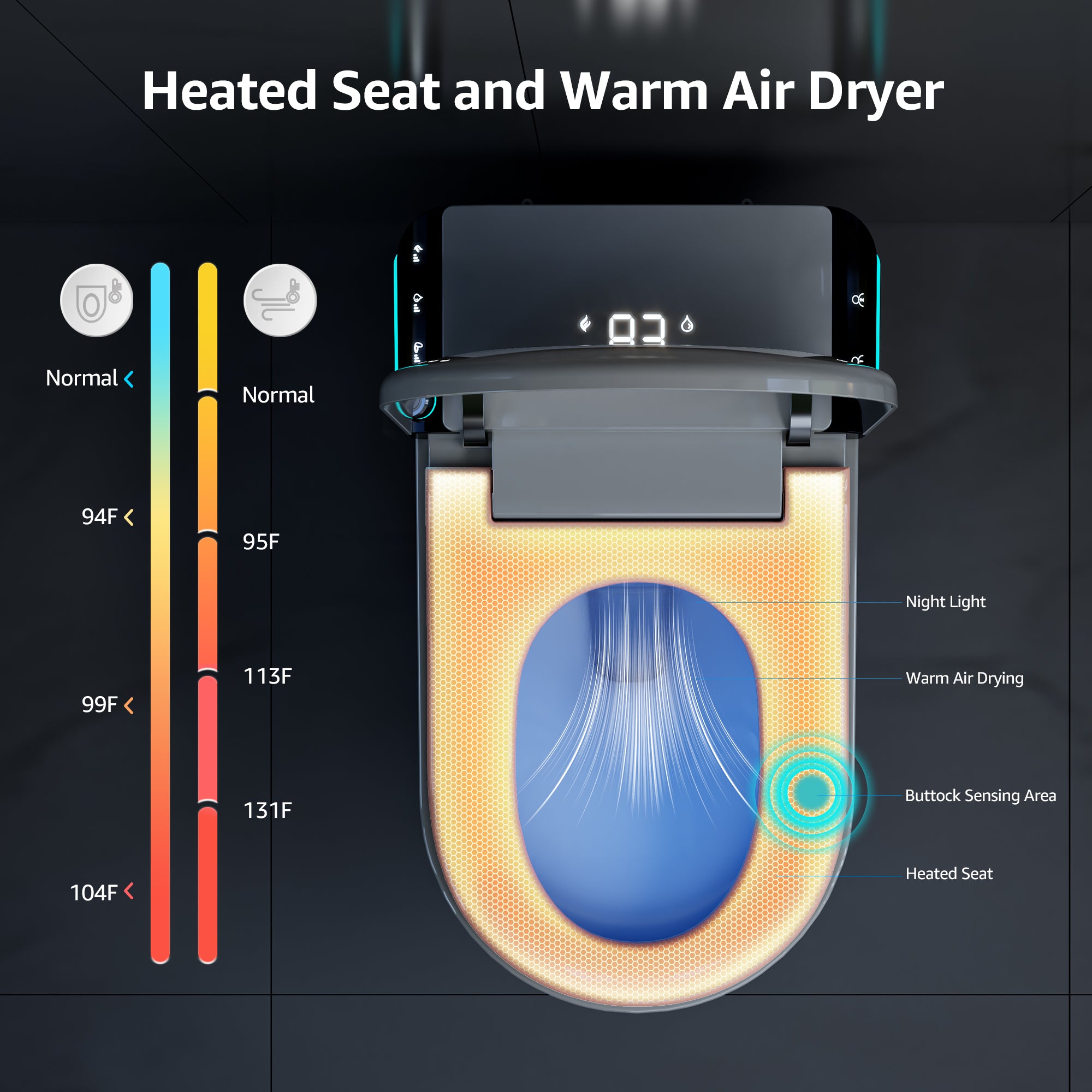 YULIKA-U1 Touchscreen Smart Bidet Toilet with Aromatherapy System