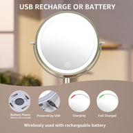 YULIKA Round Led Metal Wall Mirror 10x Magnification Makeup Mirror, Plug-In
