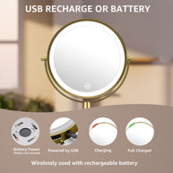 YULIKA Round Led Metal Wall Mirror 10x Magnification Makeup Mirror, Plug-In