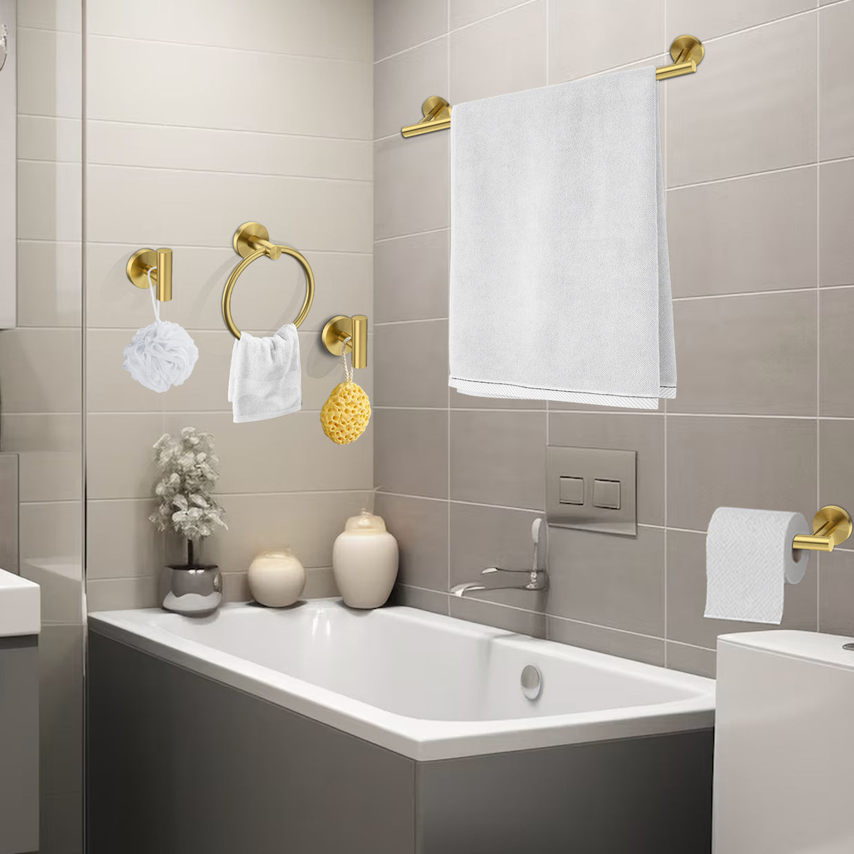 YULIKA Modern 5/6 - Piece Bathroom Hardware Set