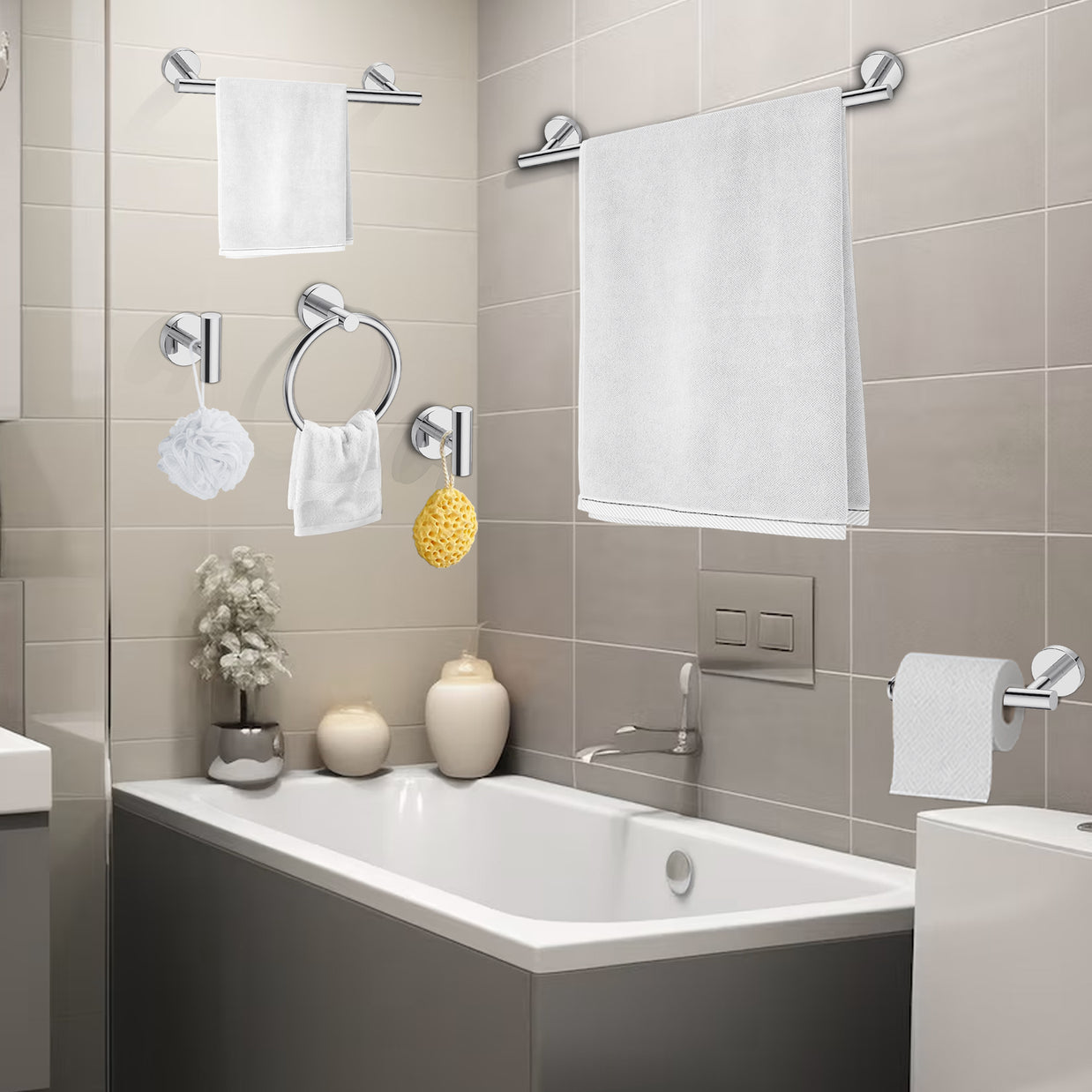 YULIKA Modern 5/6 - Piece Bathroom Hardware Set
