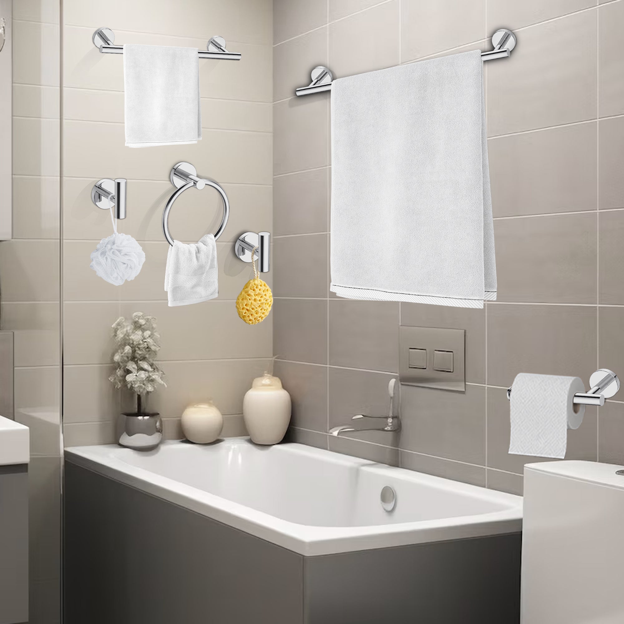 YULIKA Modern 5/6 - Piece Bathroom Hardware Set
