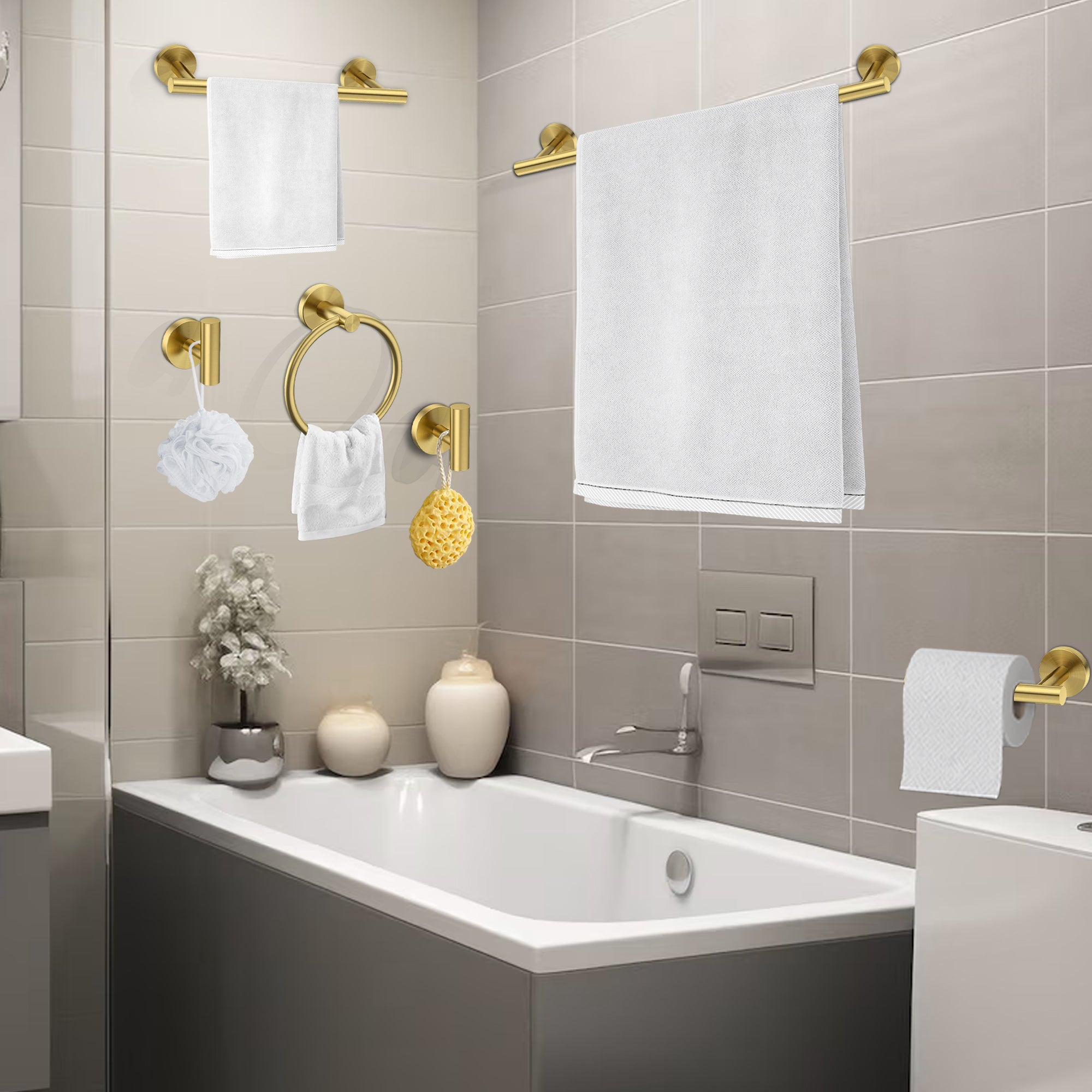 YULIKA Modern 5/6 - Piece Bathroom Hardware Set