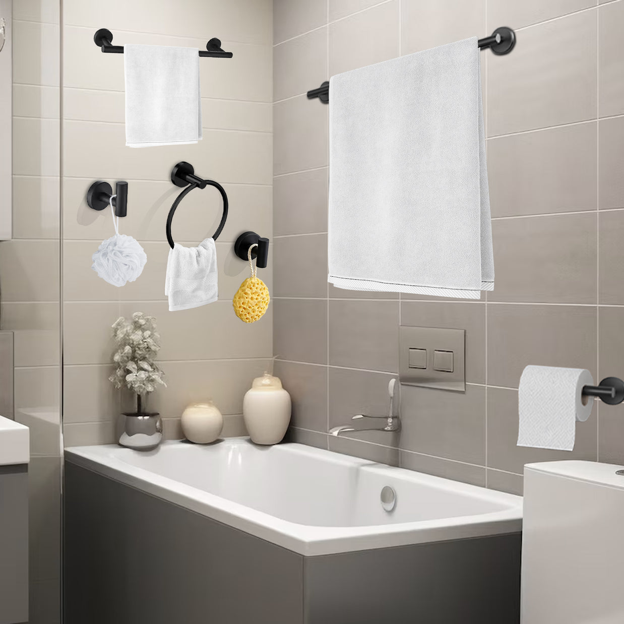 YULIKA Modern 5/6 - Piece Bathroom Hardware Set