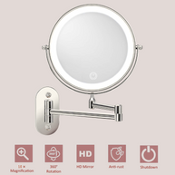 YULIKA Round LED Metal Wall Mirror with 10x Magnification & Charging Function ¨C Makeup Mirror