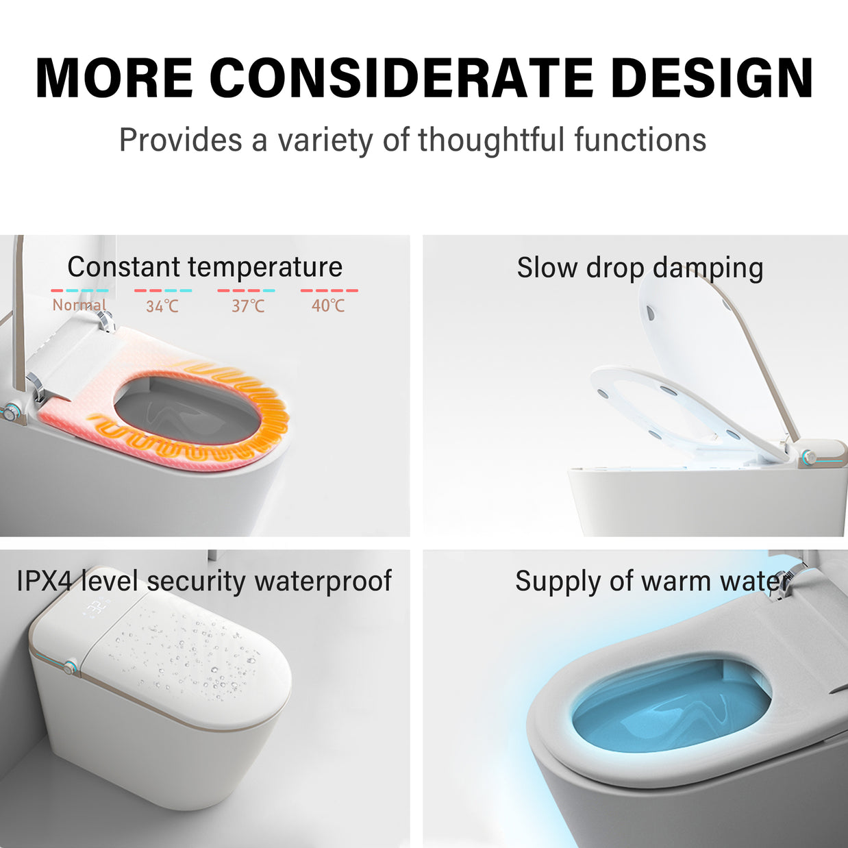 YULIKA-U2 Aromasphy Fragant System Elongated Floor Mounted Bidet Toilet 1.3 Gallons Per Minute GPF Smart Toilet