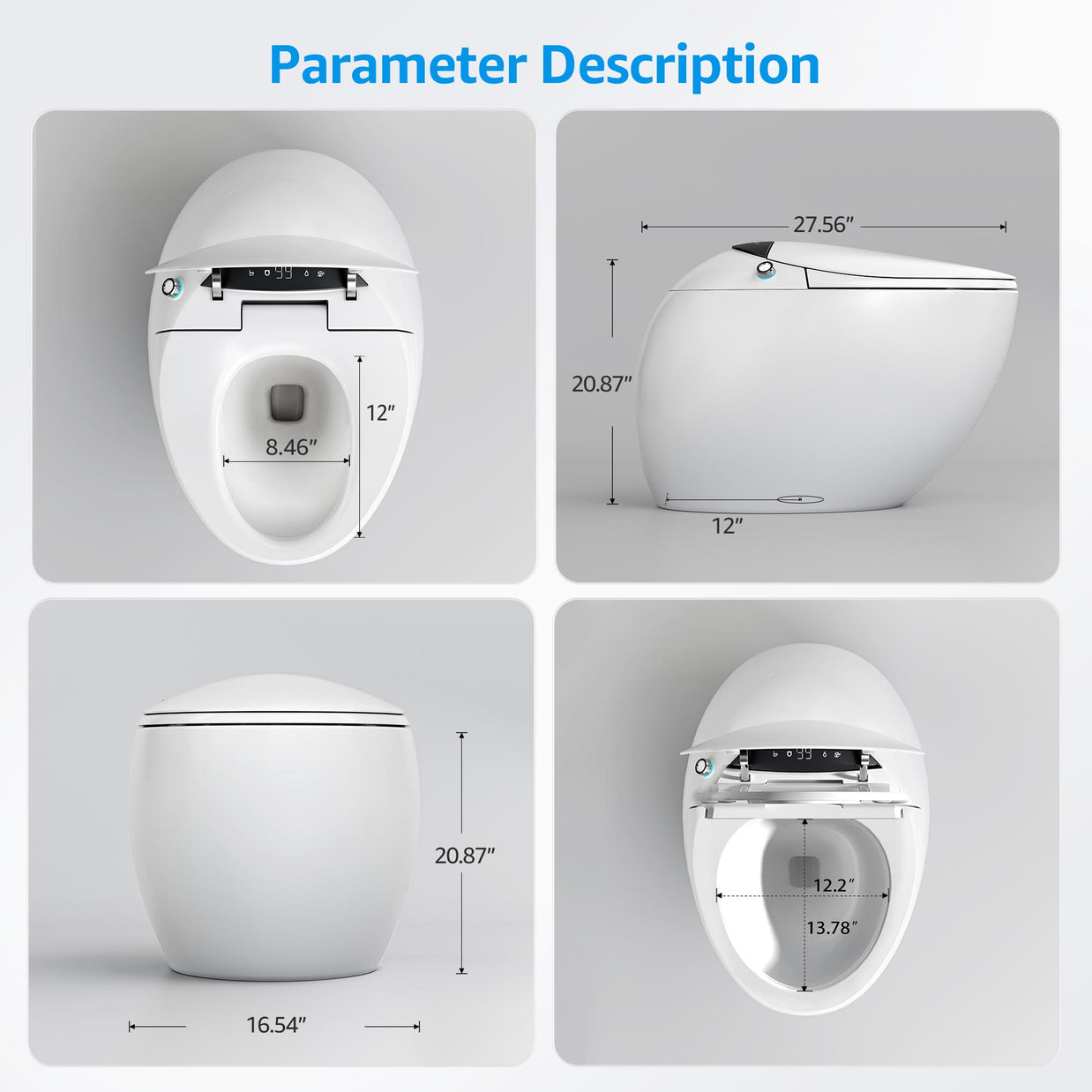 YULIKA-Y1 Elongated Comfort Height Floor Mounted Bidet Toilet Exotic Smart Toilet (Seat Included)